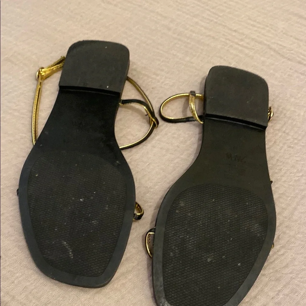 Zara Black and Gold Minimalist Sandals. Size 37 - Picture 4 of 5